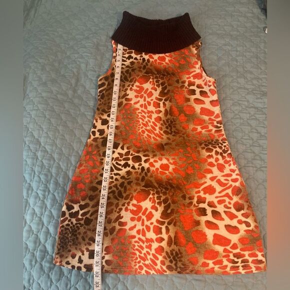 ARYEH Turtle Neck Brown Orange Cheetah Mini Dress Size M - Picture 9 of 9